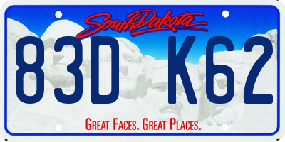 SD license plate 83DK62