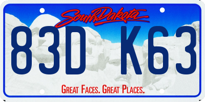 SD license plate 83DK63