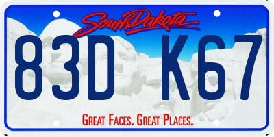 SD license plate 83DK67