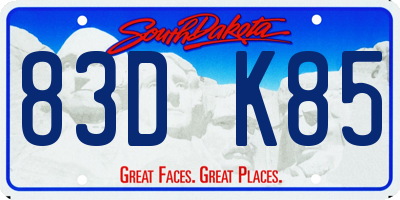 SD license plate 83DK85