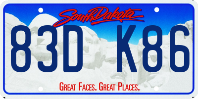 SD license plate 83DK86