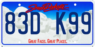 SD license plate 83DK99