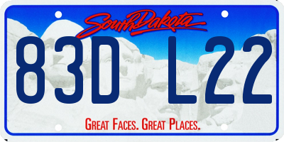 SD license plate 83DL22