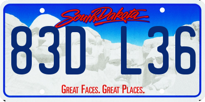 SD license plate 83DL36