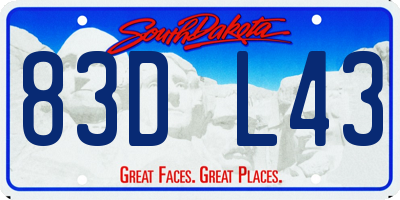 SD license plate 83DL43