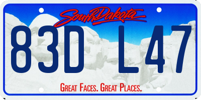 SD license plate 83DL47