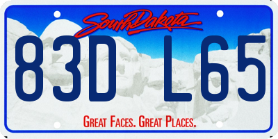 SD license plate 83DL65