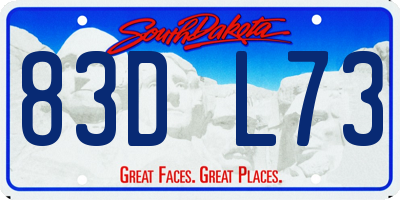 SD license plate 83DL73