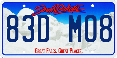SD license plate 83DM08