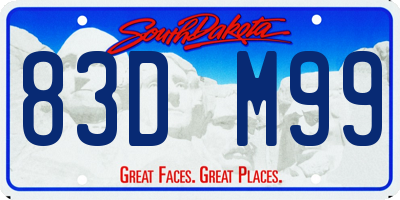 SD license plate 83DM99