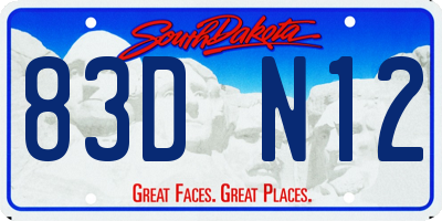 SD license plate 83DN12