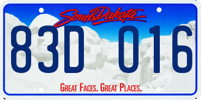 SD license plate 83DO16