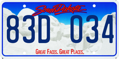 SD license plate 83DO34