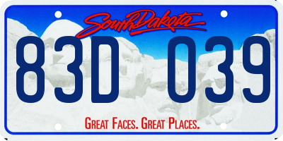 SD license plate 83DO39