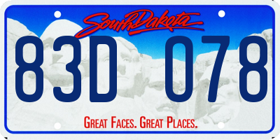 SD license plate 83DO78