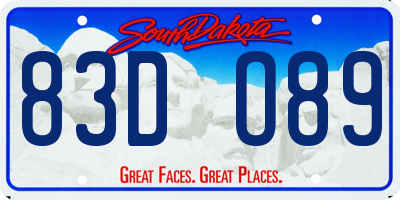 SD license plate 83DO89
