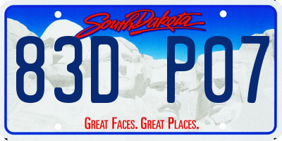 SD license plate 83DP07