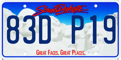 SD license plate 83DP19