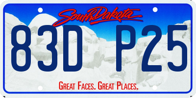 SD license plate 83DP25