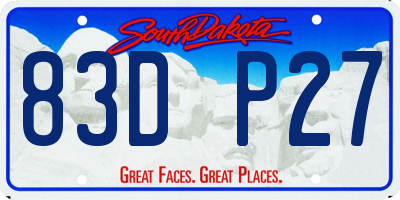 SD license plate 83DP27