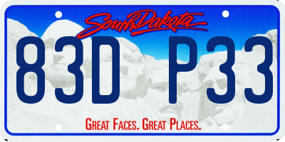 SD license plate 83DP33