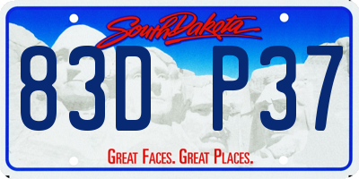 SD license plate 83DP37