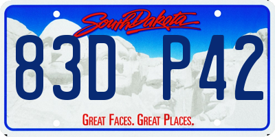 SD license plate 83DP42