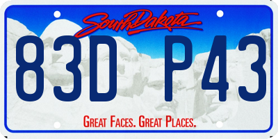 SD license plate 83DP43