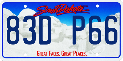 SD license plate 83DP66