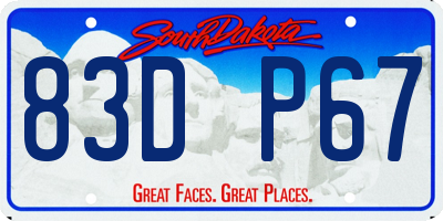 SD license plate 83DP67