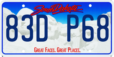 SD license plate 83DP68