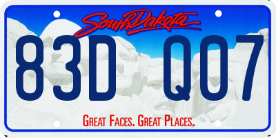 SD license plate 83DQ07