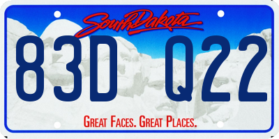 SD license plate 83DQ22