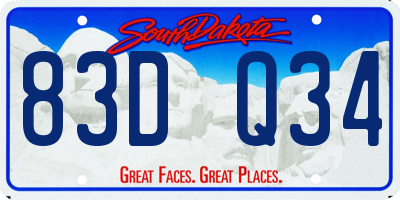SD license plate 83DQ34