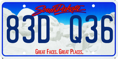SD license plate 83DQ36