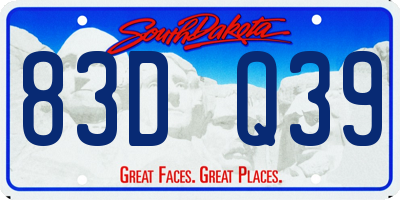 SD license plate 83DQ39