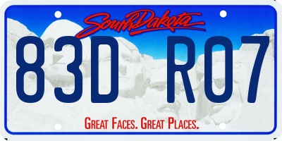 SD license plate 83DR07