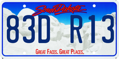SD license plate 83DR13