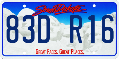 SD license plate 83DR16