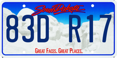 SD license plate 83DR17