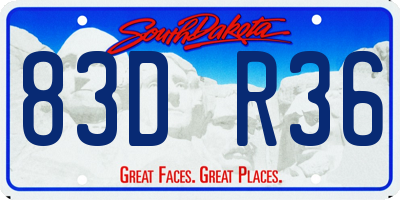 SD license plate 83DR36