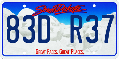 SD license plate 83DR37