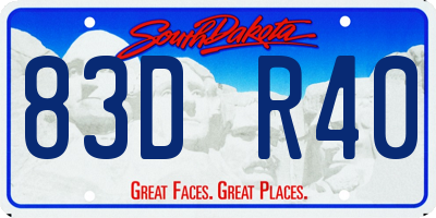 SD license plate 83DR40