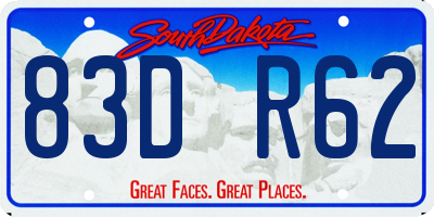 SD license plate 83DR62