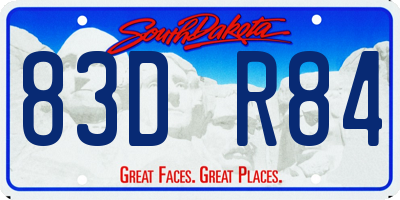 SD license plate 83DR84