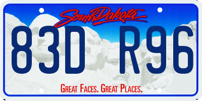 SD license plate 83DR96
