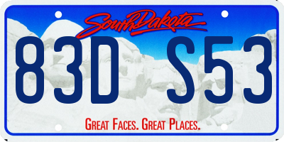 SD license plate 83DS53
