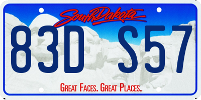 SD license plate 83DS57