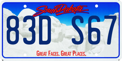 SD license plate 83DS67