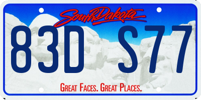 SD license plate 83DS77